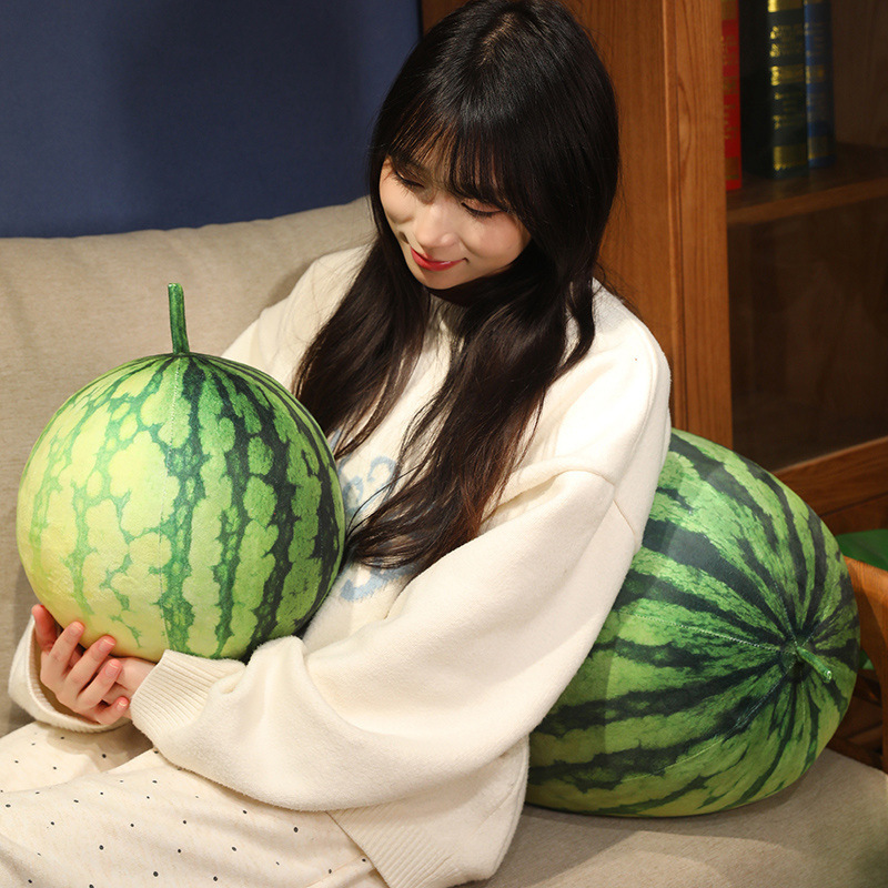 Round and rectangle watermelon plush cushions with soft PP cotton filling for home decor