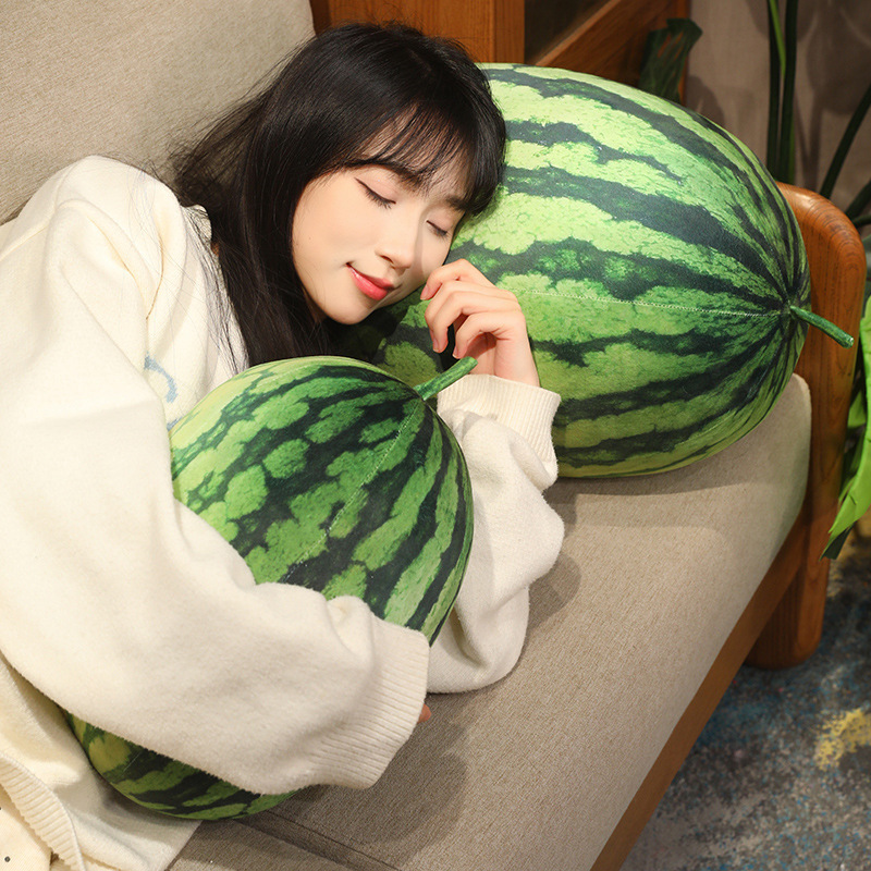 Soft realistic watermelon plush pillows for hugging, relaxing, and cozy sofa decoration