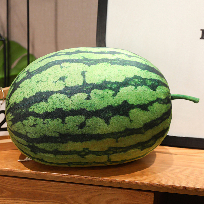 Rectangle realistic watermelon plush pillow with soft stuffing and detailed watermelon print