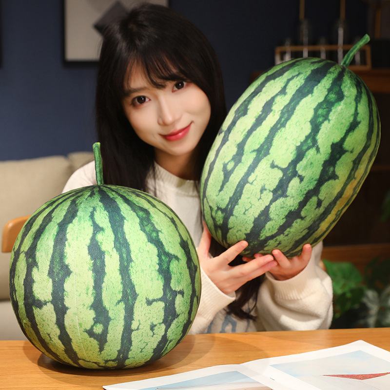 Soft round and rectangle watermelon plush pillows for hugging, relaxing, and cozy sofa decor