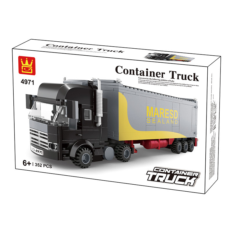 WANGE Container Truck building blocks set packaging featuring a detailed cargo transport truck and container trailer design