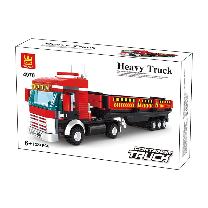 WANGE Heavy Truck building blocks set packaging featuring a detailed container cargo transport truck model design