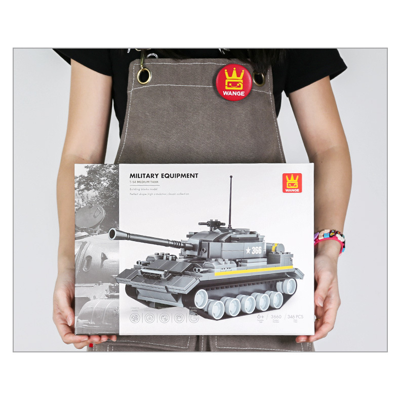 WANGE T-54 medium tank building blocks set with branded packaging box for display, collection, and military model gift presentation