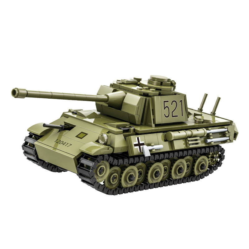 WANGE Panther Tank building blocks model featuring detailed armor body, long cannon barrel, tracked wheels, and military vehicle styling