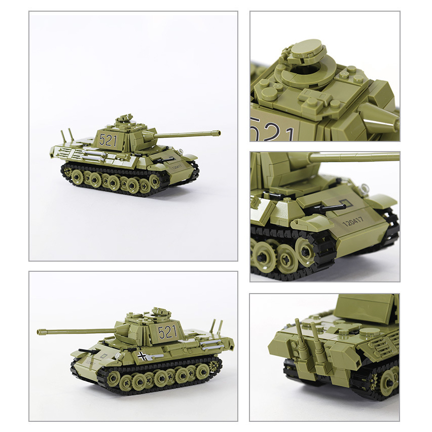 WANGE Panther Tank building blocks model showcasing detailed turret, cannon, track system, and realistic military vehicle construction features