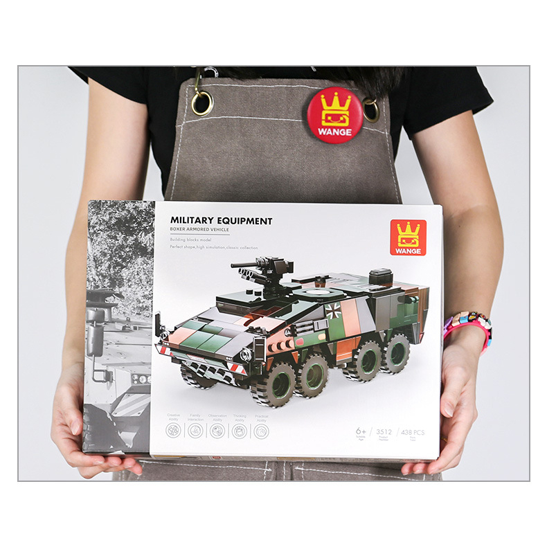 Boxer armored vehicle building blocks set with large display box packaging, ideal for collection, gifting, and military model enthusiasts