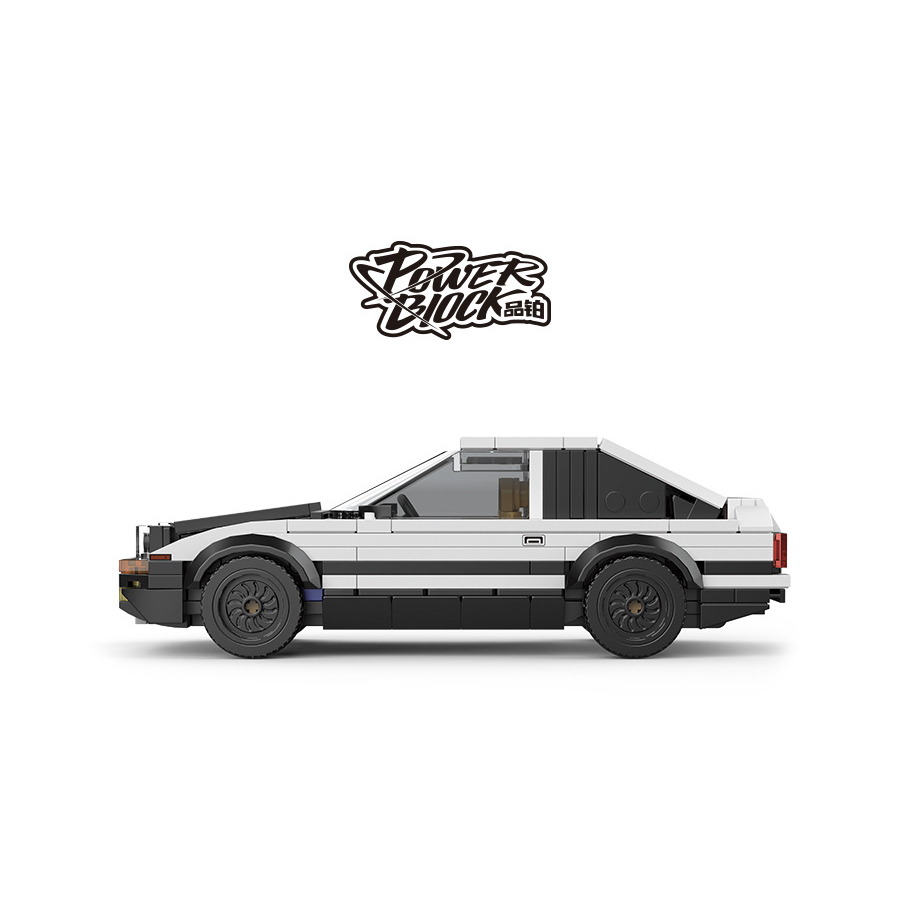Side profile view of Toyota AE86 Trueno building blocks model with classic retro coupe styling
