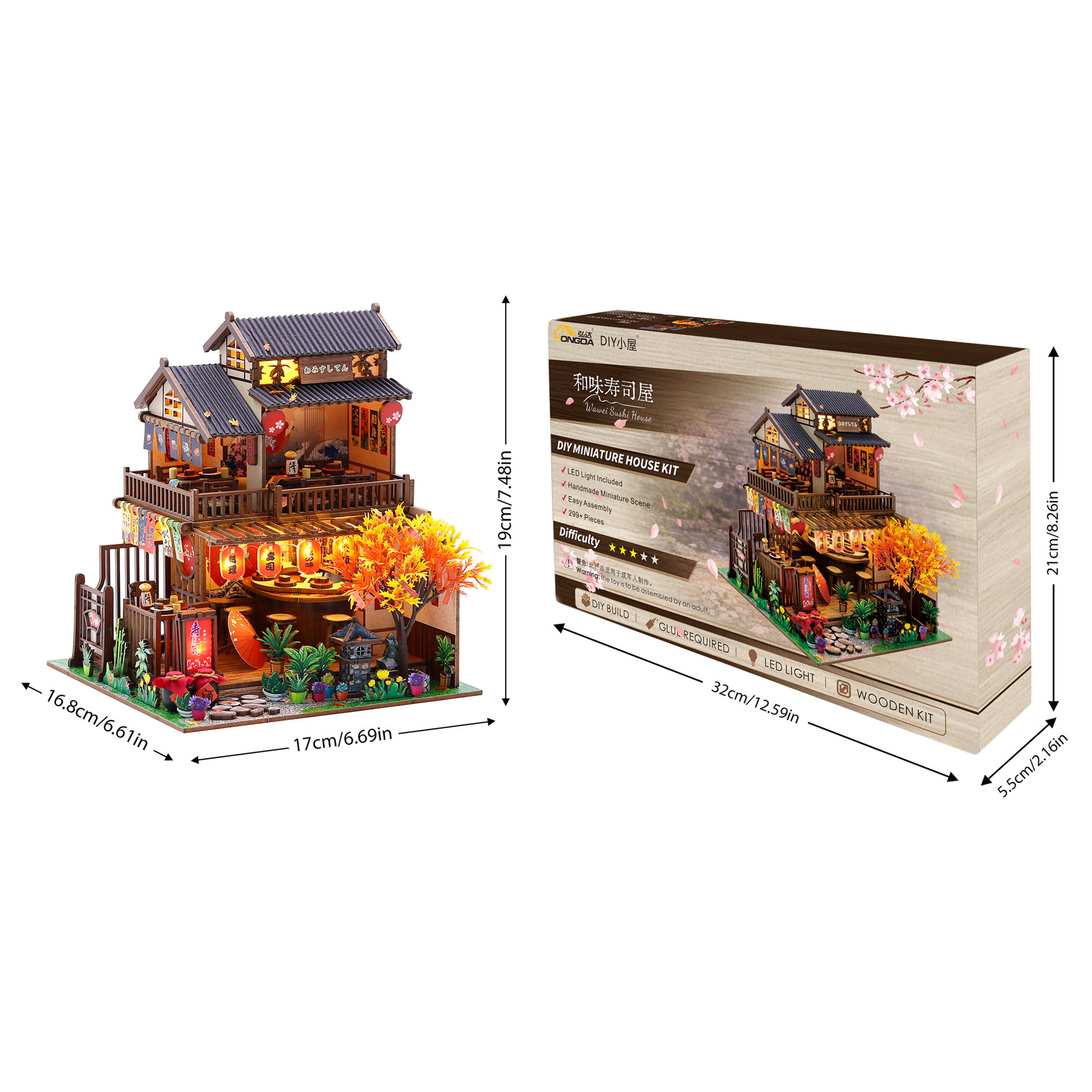 Hongda DIY Wawei Sushi Miniature House Kit – Japanese Style