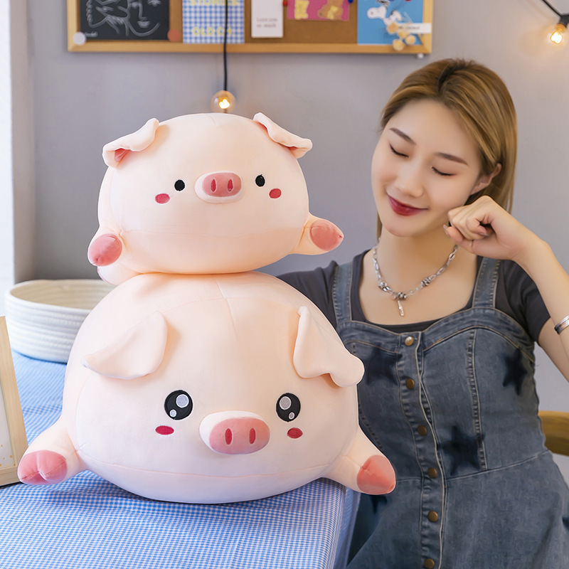 Round Pig Plush Pillow with cute pig design, soft plush fabric, and cuddly round shape for comfort and home decor
