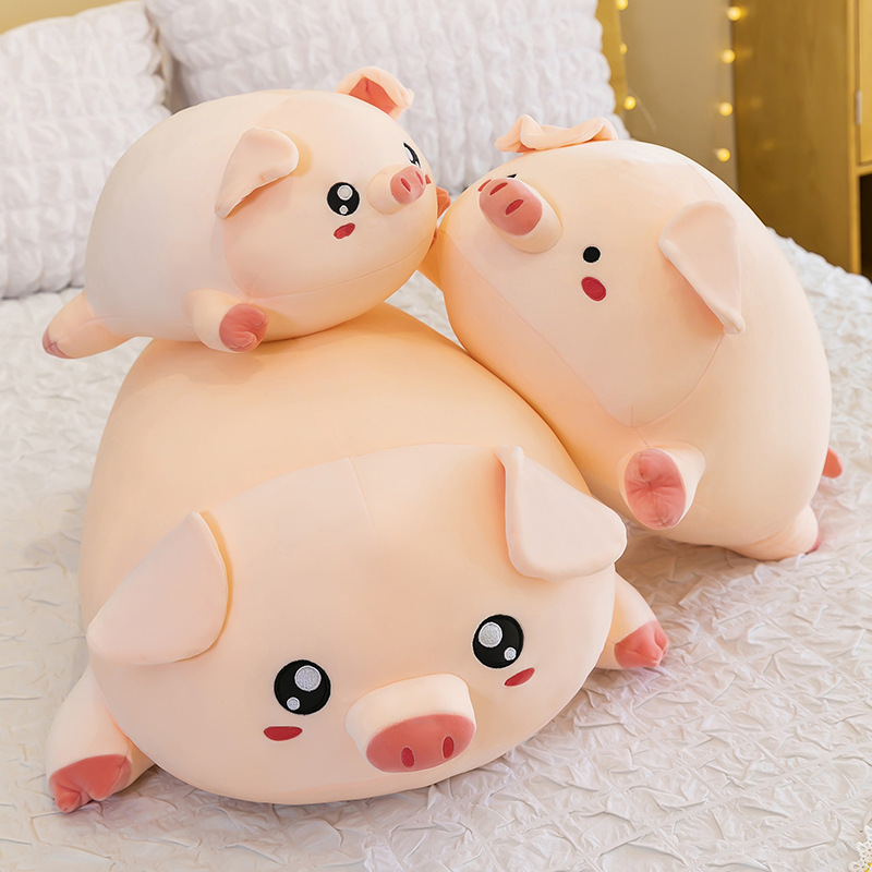 Round Pig Plush Pillow showcasing different size options and a chubby pig design