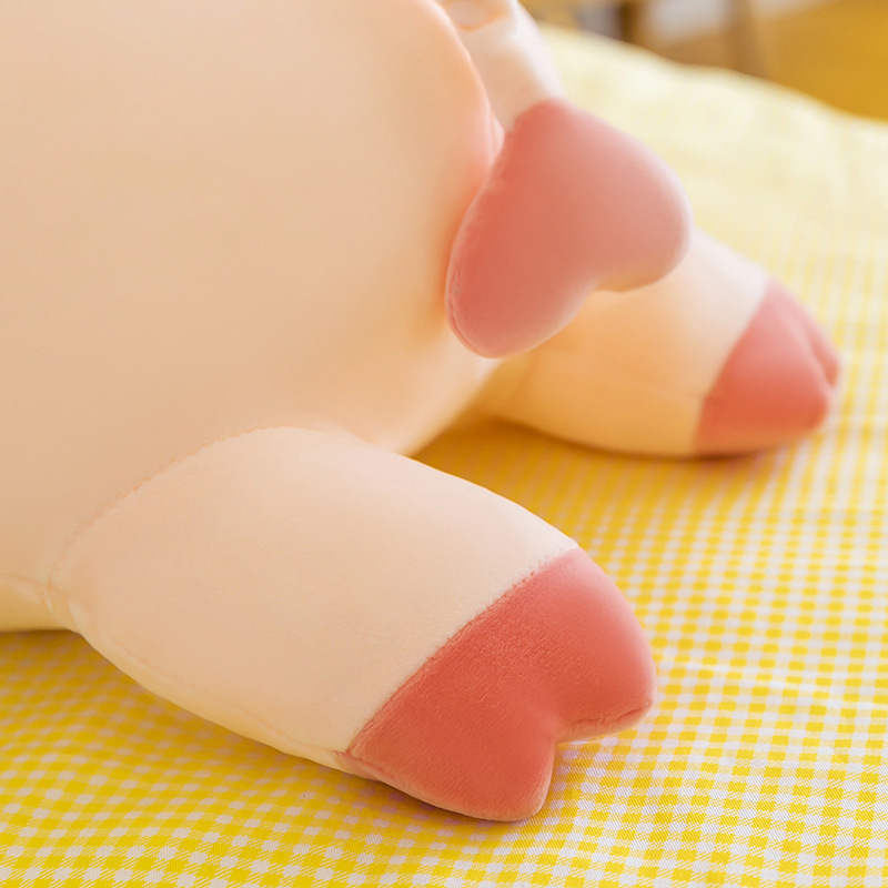 Round Pig Plush Pillow showcasing soft plush feet and embroidered details