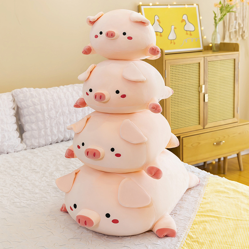 Round Pig Plush Pillow available in 40 cm, 50 cm, 60 cm, and 80 cm sizes