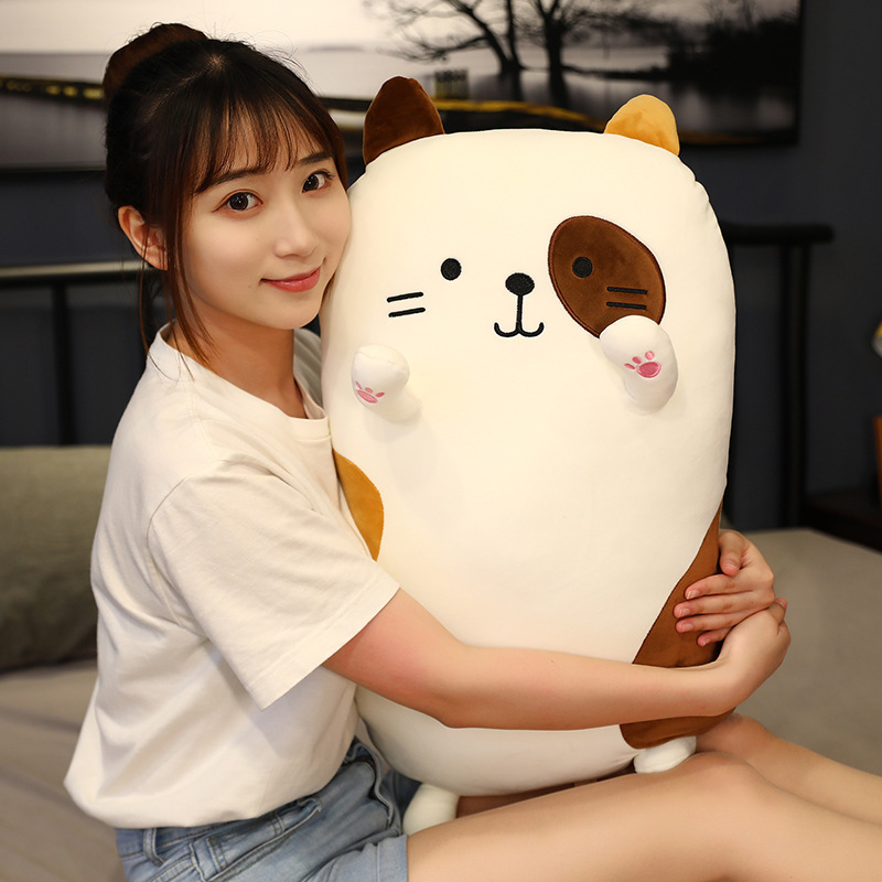 Calico Cat Plush Pillow featuring soft plush fabric, fluffy PP cotton filling, and a cozy cat cushion design