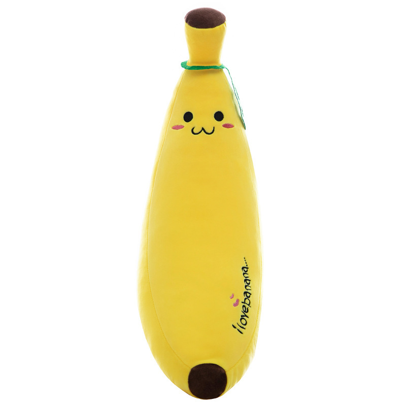 Banana Plush Pillow featuring a cheerful embroidered face, soft plush fabric, and bright yellow banana design
