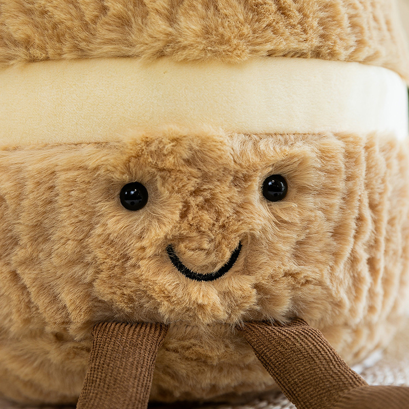 Close-up of the Birthday Cake Plush Toy showcasing its smiling face, fluffy texture, and soft plush craftsmanship
