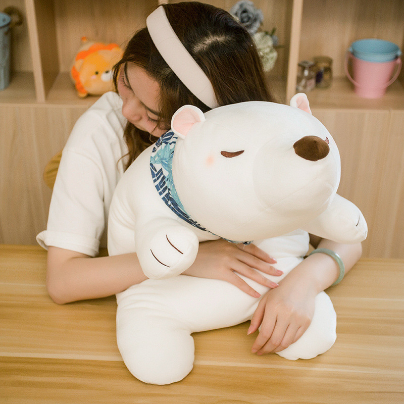 Polar Bear Plush Pillow with a sleeping bear face, designed for cuddling, comfort, and cozy relaxation at home