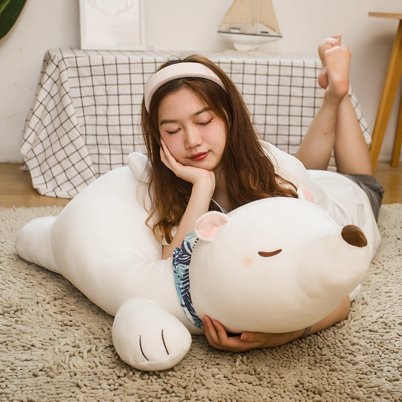 Polar Bear Plush Pillow providing cozy support for lounging, cuddling, relaxing, or resting at home