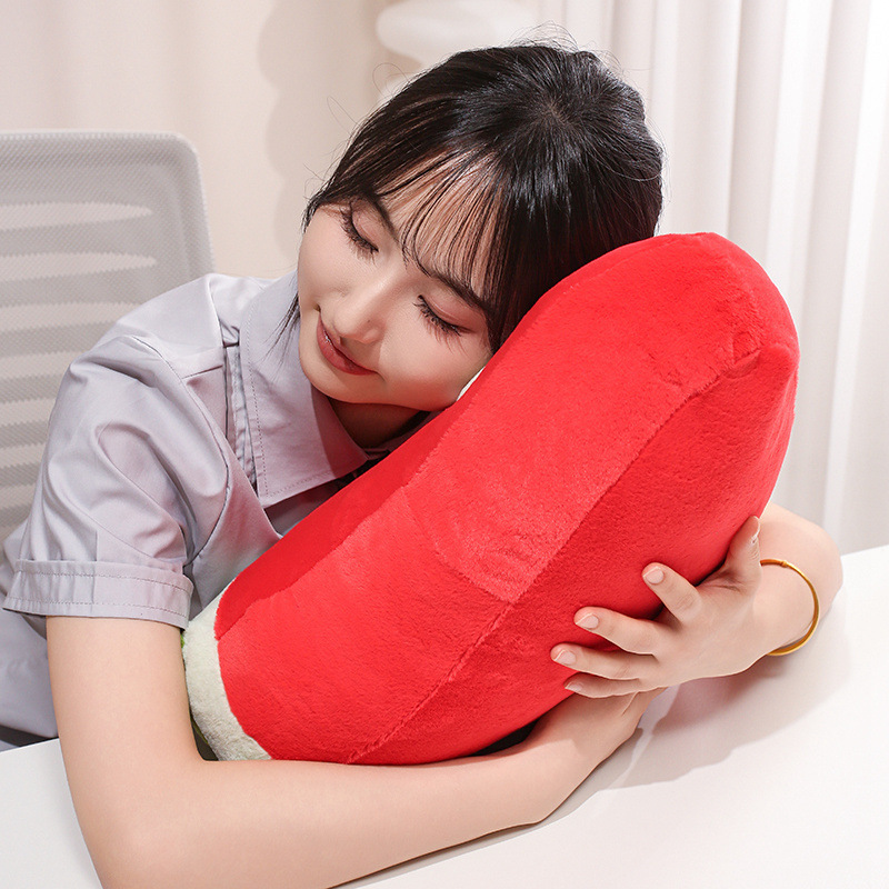 Funny Watermelon Plush Pillow with soft plush fabric and PP cotton filling, designed for cuddling, relaxing, and adding a playful touch to cozy spaces