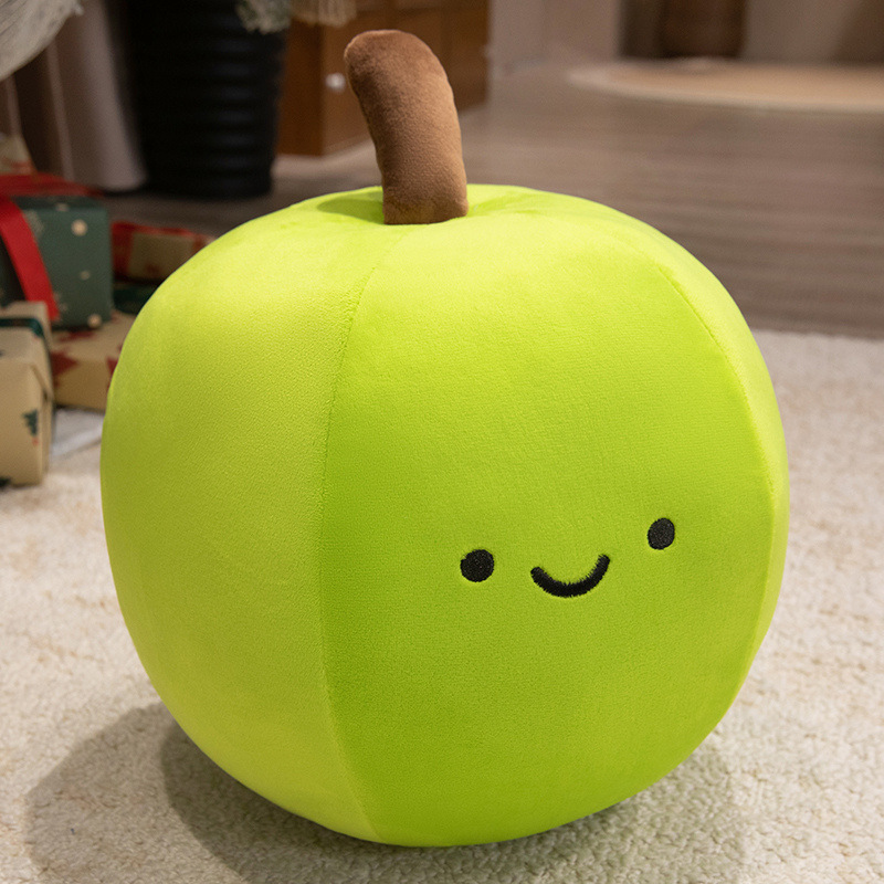 Green Apple Plush Toy featuring embroidered facial details, soft plush fabric, and a cheerful apple-inspired design