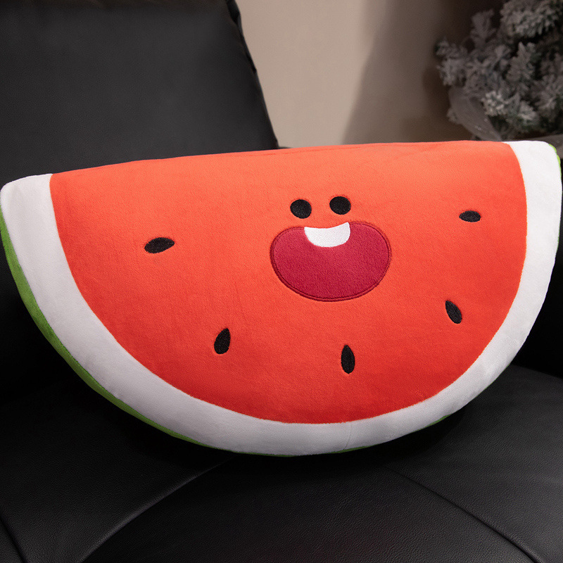 Watermelon Plush Toy featuring a cheerful embroidered face, soft plush fabric, and a vibrant watermelon-inspired design