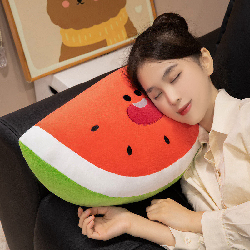 Smiling Watermelon Plush Toy featuring a soft cushioned shape and vibrant fruit-inspired design for cozy hugs and home decor