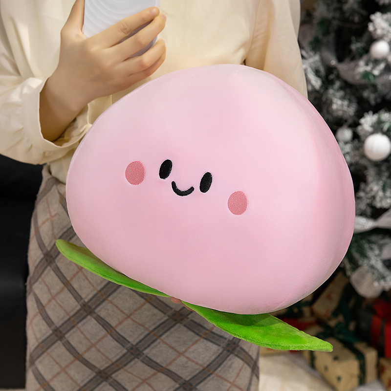 Peach Plush Toy featuring embroidered facial details, soft plush fabric, and a cute fruit-inspired design
