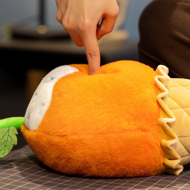 Orange Ice Cream Plush Toy showing soft plush fabric and plush-filled cushioning with a gentle press to highlight its fluffy texture