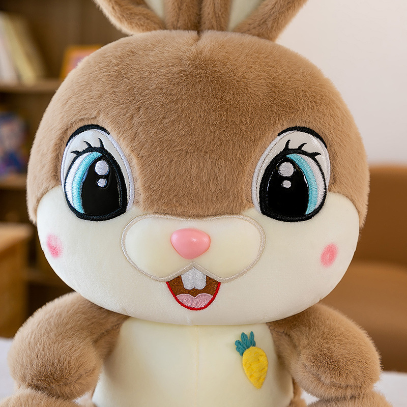 Close-up of the Sweet Bunny Plush Toy face with embroidered eyes, rosy cheeks, and an adorable bunny expression