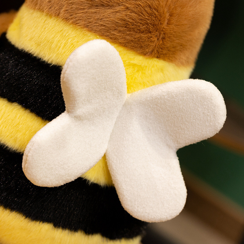 Close-up of the Bee Capybara Plush Toy's soft plush wings and bee-striped body details