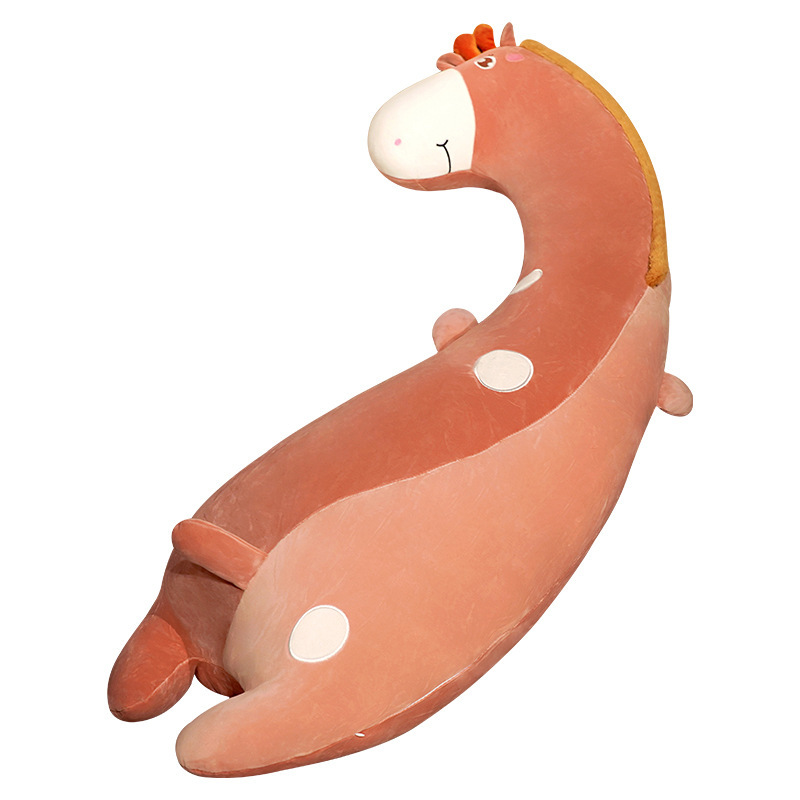 Giraffe Long Plush Pillow with a curved body design, soft plush fabric, and cute cartoon details