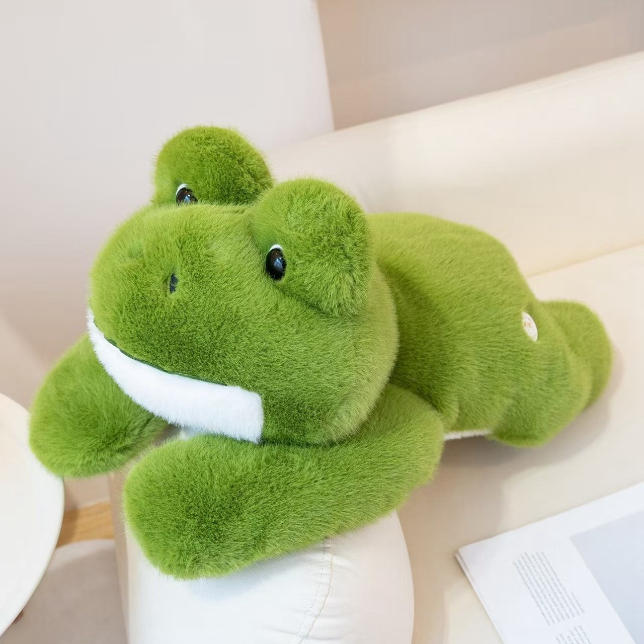 Cute Frog Plush Toy with soft plush fabric and a friendly frog expression, suitable for cuddling or display