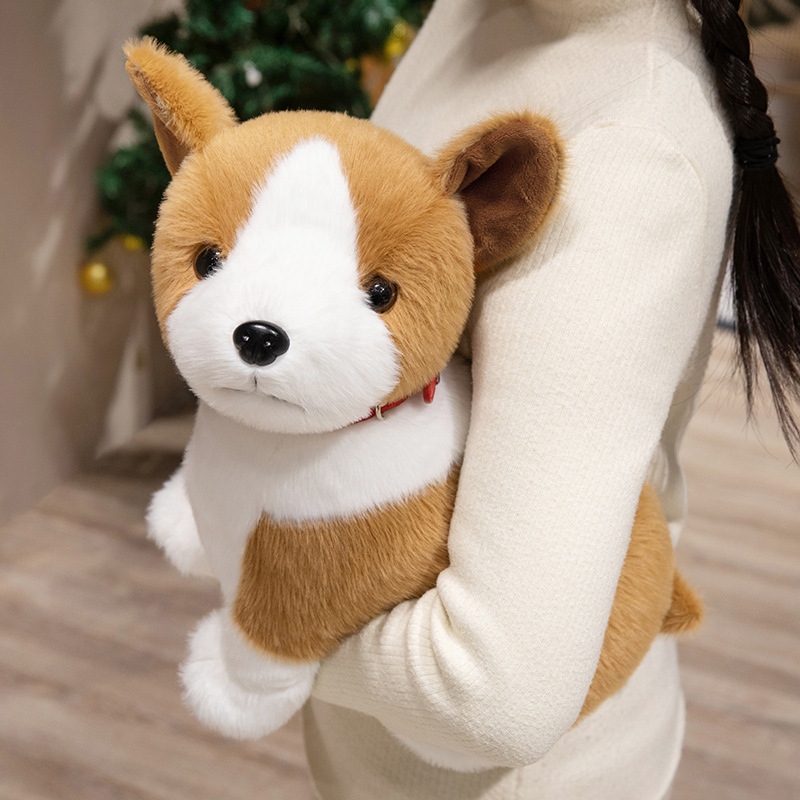 Cute Sitting Corgi Plush Toy with fluffy plush fabric and a realistic corgi design, perfect for cuddling