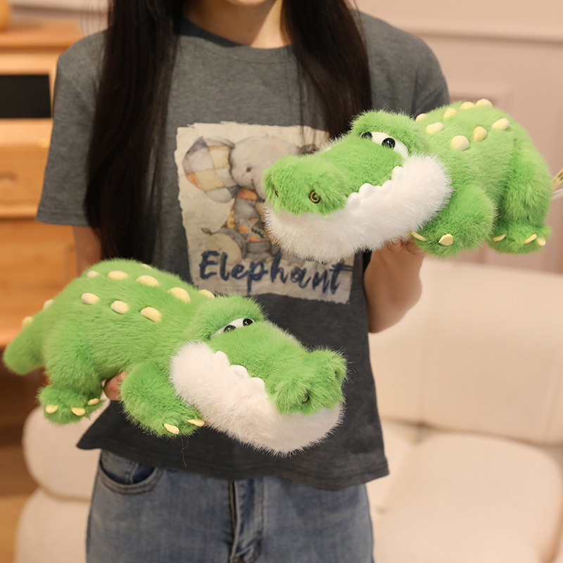 Cute Crocodile Plush Toys featuring fluffy texture, embroidered details, and a cheerful crocodile-inspired appearance