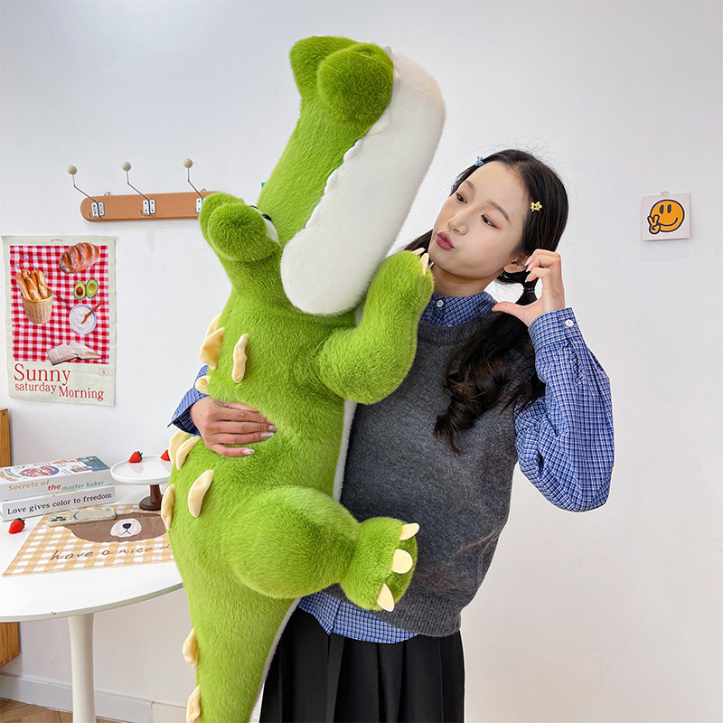Cute Crocodile Plush Pillow with a long body and soft plush texture, designed for hugging, cuddling, and cozy companionship