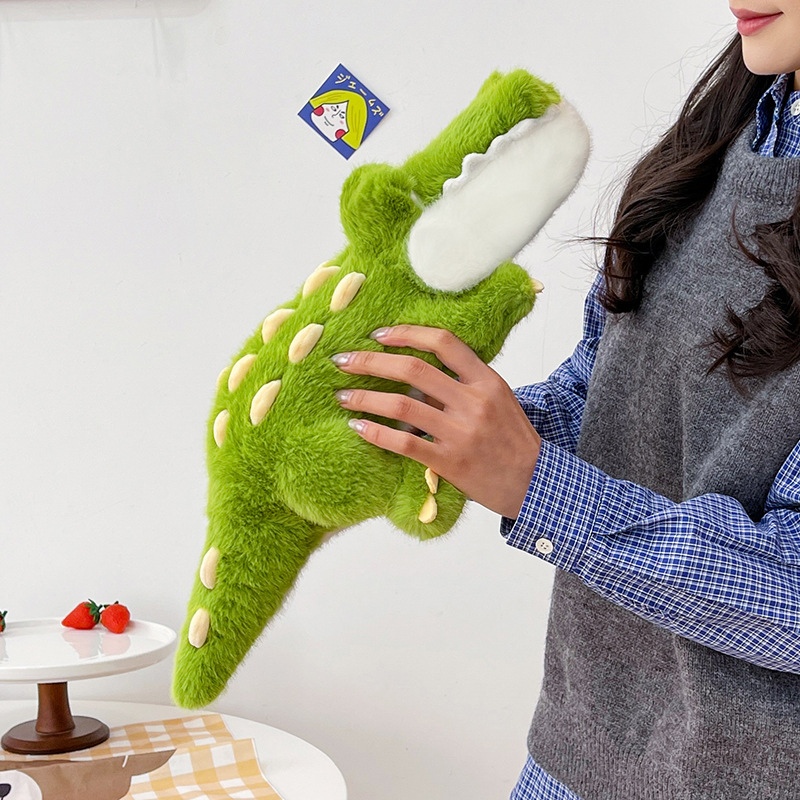 Cute Crocodile Plush Pillow with embroidered facial details, soft plush fabric, and raised back spikes for added character