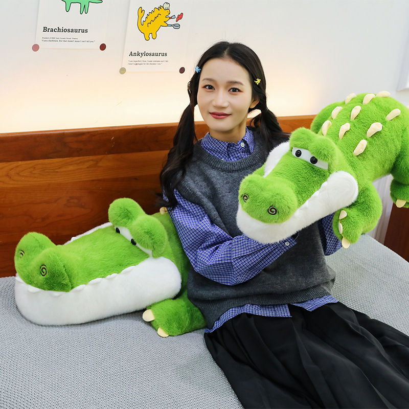 Cute Crocodile Plush Pillow featuring a cheerful crocodile design, adding comfort and playful charm to bedroom decor