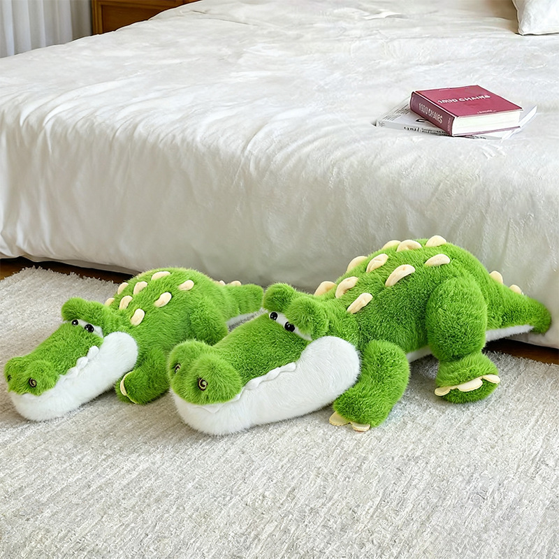 Cute Crocodile Plush Pillows placed beside a bed, creating a warm and inviting atmosphere for bedrooms and relaxation spaces