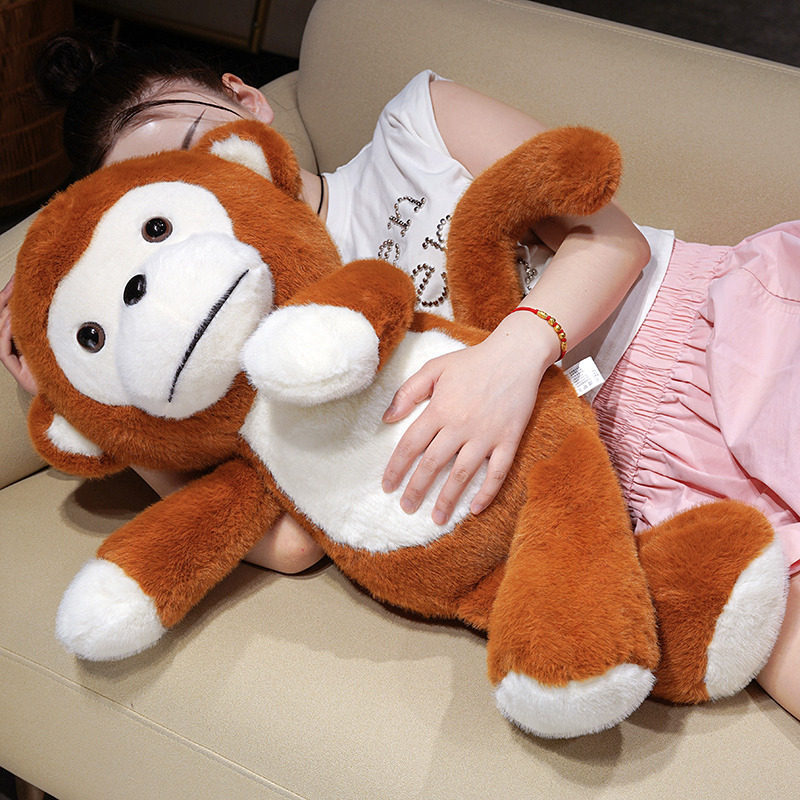 Cute Monkey Plush Toy with soft plush fabric and swinging limbs, designed for cuddling, relaxing, and cozy moments on the sofa