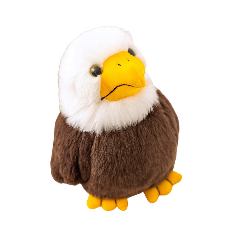Bald Eagle Plush Toy with soft plush fabric, fluffy white feathers, yellow beak, and detailed eagle-inspired design