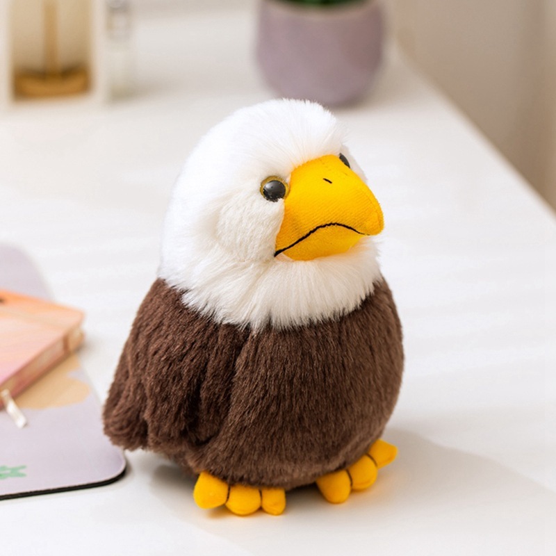 Side view of the Bald Eagle Plush Toy showcasing soft feather-like plush texture, detailed beak design, and realistic eagle-inspired styling