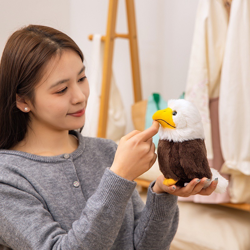 Bald Eagle Plush Toy with fluffy white head and brown body, adding a charming wildlife-inspired touch to bedrooms, desks, and cozy living spaces