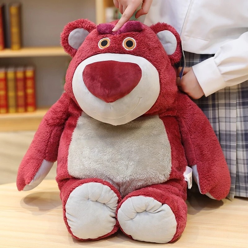 Aoger Official Disney Pixar Lotso Huggin Bear plush toy with movable eyebrows for playful expressions