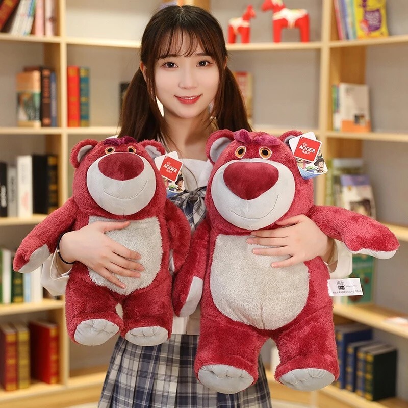 Aoger Official Disney Pixar Lotso Huggin Bear plush toys in two sizes, ideal for collecting, gifting, or displaying