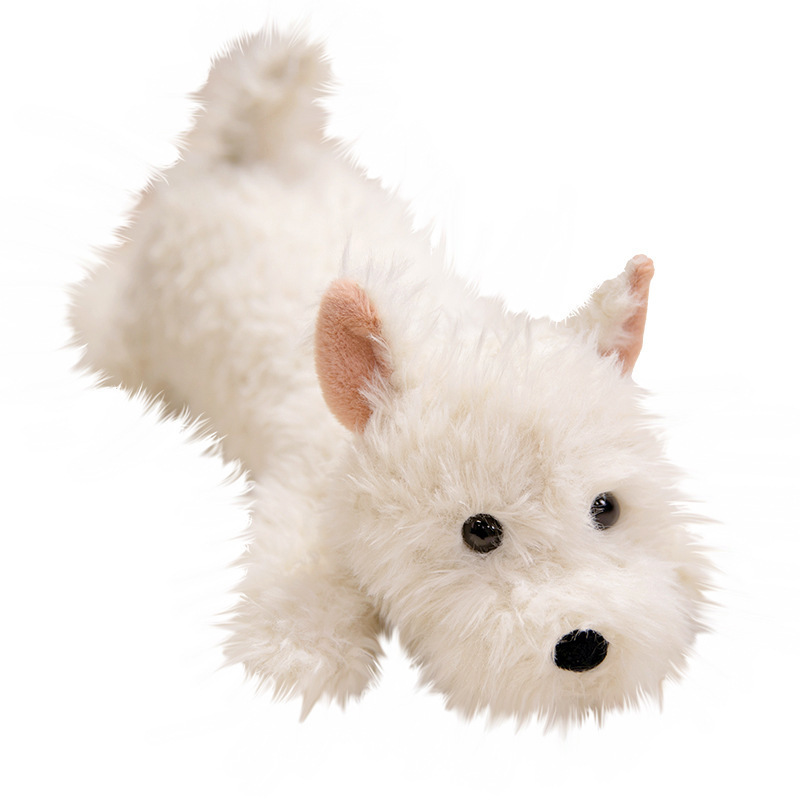 West Highland White Terrier Plush Pillow with fluffy plush fabric on a white background