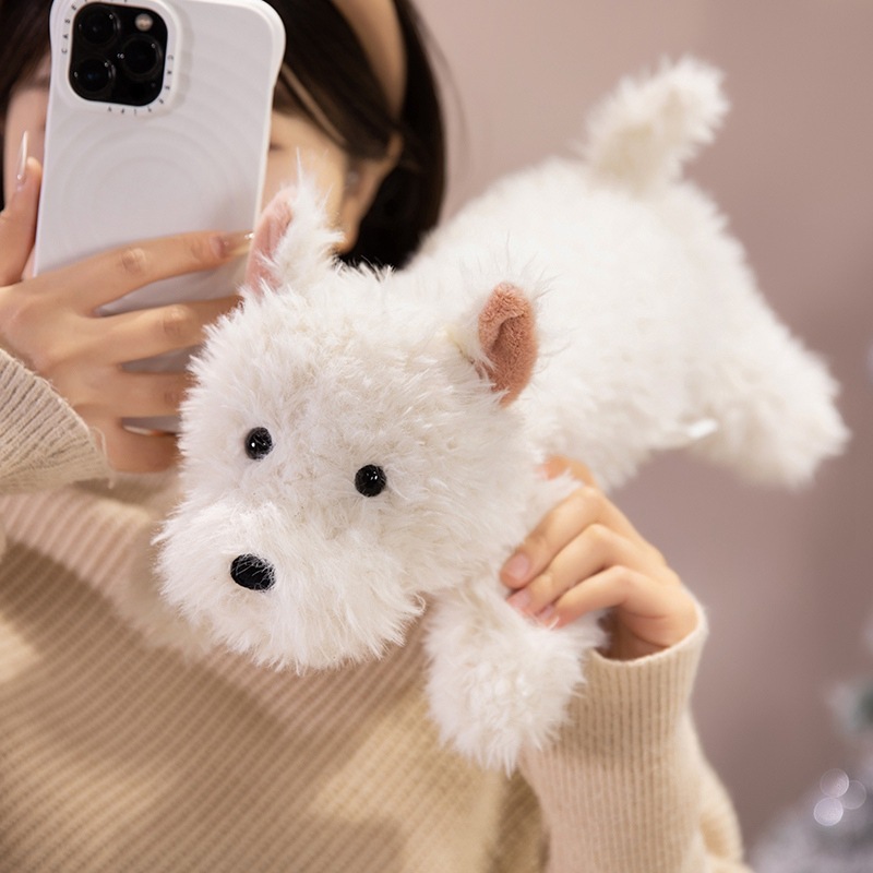 West Highland White Terrier Plush Pillow with soft fluffy fur, perfect for hugging and everyday comfort