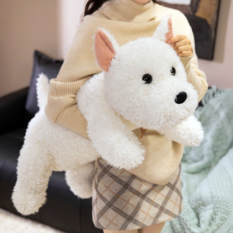 West Highland White Terrier Plush Pillow with soft fluffy fur, perfect for hugging and cozy comfort