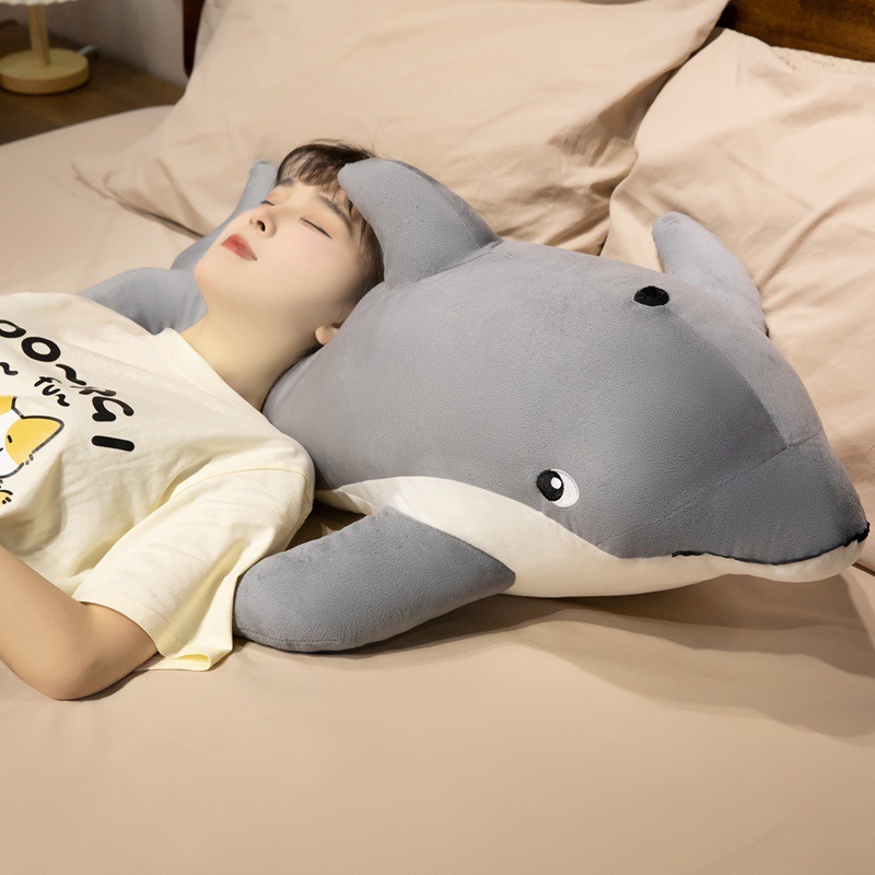 Cute Dolphin Plush Pillow for sleeping, cuddling, and cozy bedtime comfort