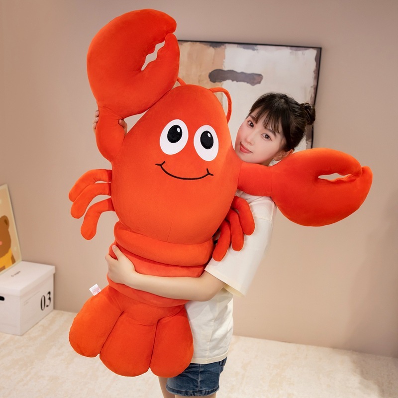 Cute Lobster Plush Pillow featuring soft plush fabric, cheerful smile, and oversized claws, designed for cuddling, relaxing, and everyday comfort
