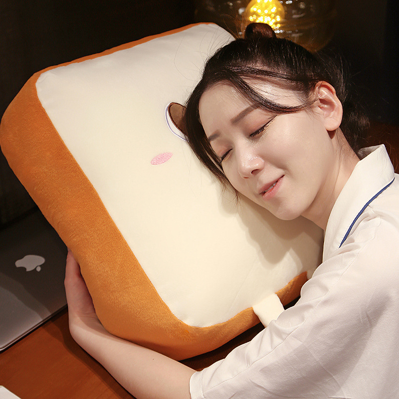 Toast Plush Pillow used as a soft pillow for relaxing and comfortable naps