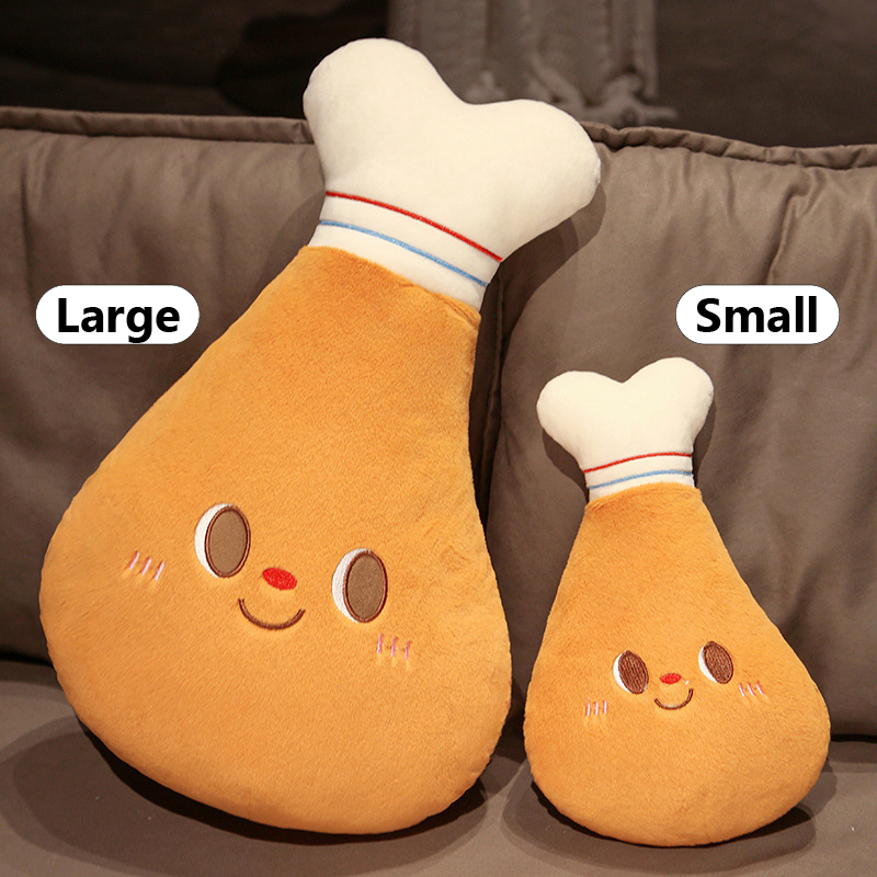 Chicken Drumstick Plush Pillow in Small and Large sizes for hugging, decorating, and relaxing